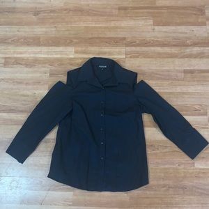 3/$15 J’Envie Black Cold-Shoulder Dress Shirt